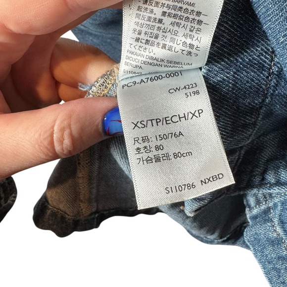 Levi's Thora Denim Button Front Sleeveless Mini Dress XS Casual Classic Minimal - Picture 7 of 10